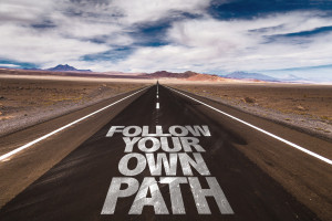 Follow Your Own Path written on desert road | Sallie Keys